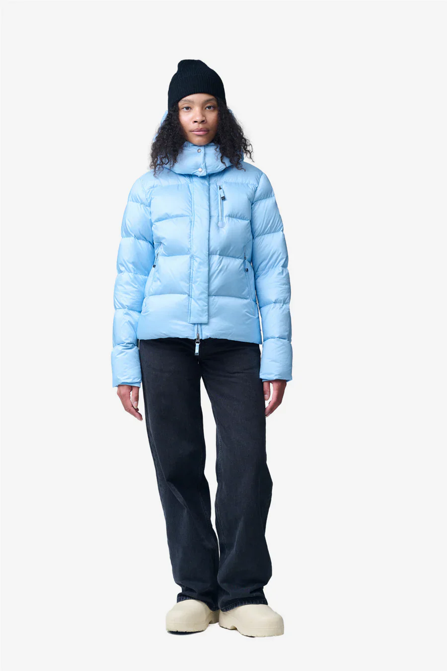 Navy Blue Water-Repellent Down Puffer Jacket – 100% Feather Fill